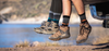 2 people wearing compression socks